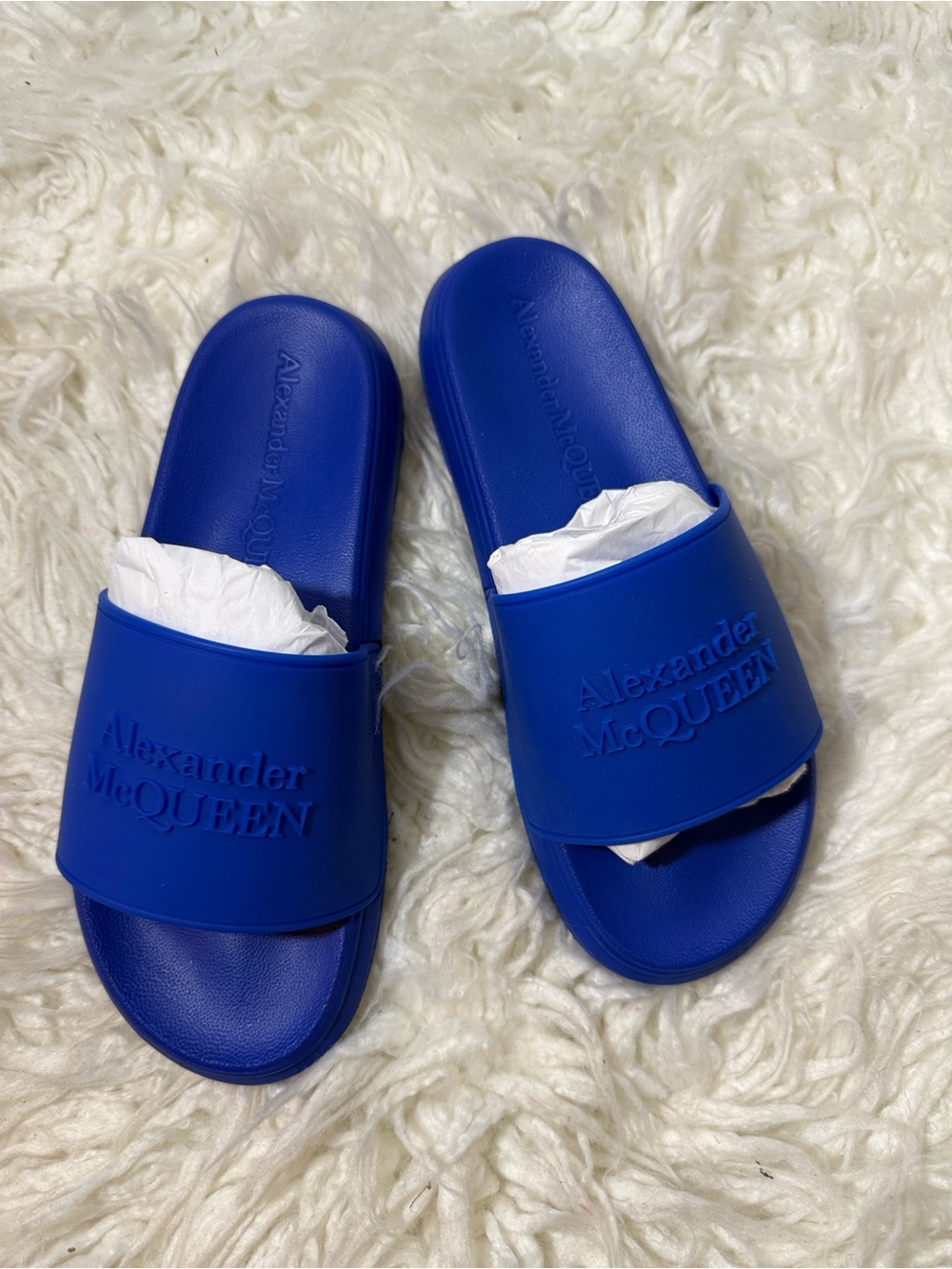 Alexander McQueen Royal Blue Slide Sandals size 8.5